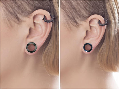 WBRWP 48/32/24/22/20/16/12pcs Ear Tunnels and Plugs - Double Flared Hollow Hard/Soft Silicone Ear Gauges - Ear Expander Stretcher Body Piercing Jewelry 8g-1"