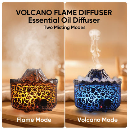 Aromatherapy Essential Oil Diffuser, 560ml Ultrasonic Cool Mist Diffuser/Humidifier with Flame & Volcano 2 Mist Mode, for Bedroom,Office,Home, Auto Shut-Off, Remote Control, Gift (Blcak)