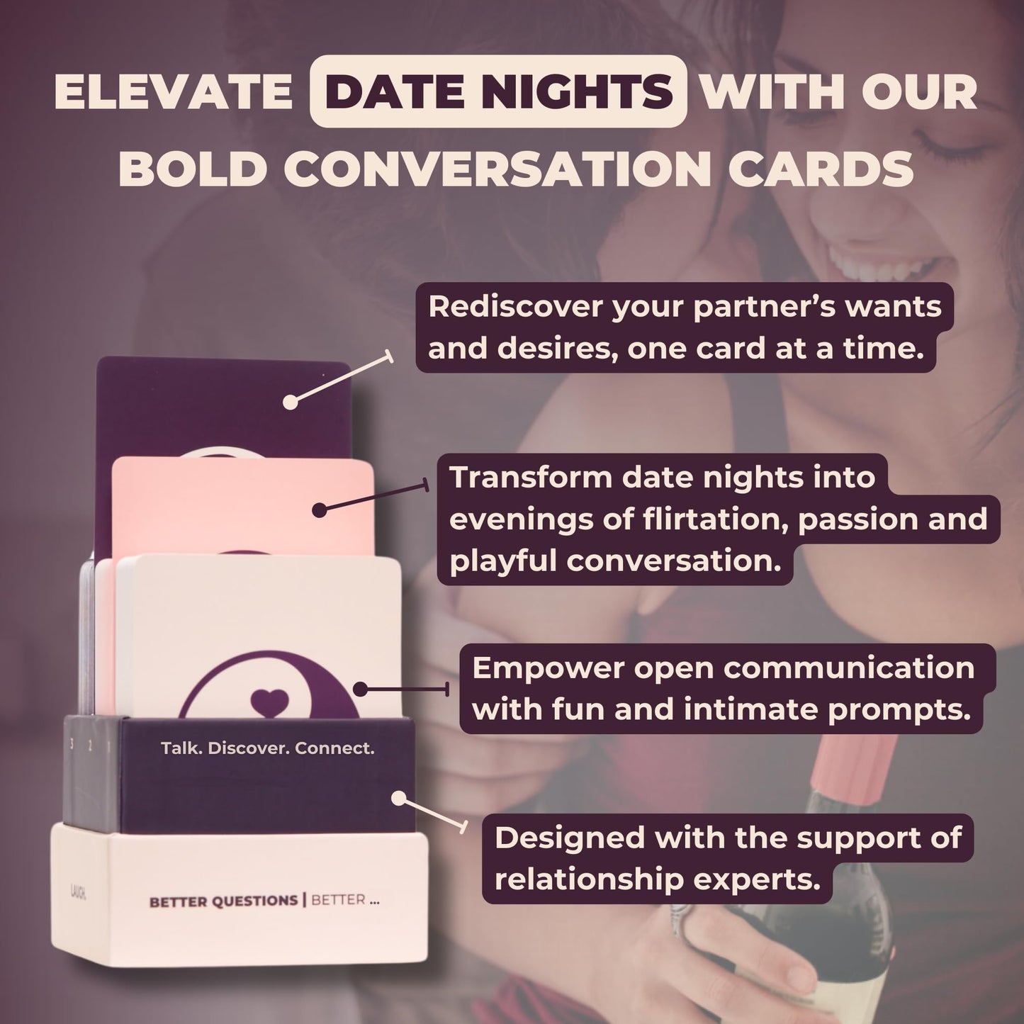 Couples Games for Adults - The Best Spicy Conversation Cards - Perfect for Date Night - 120 Cards - 3 Exciting Levels