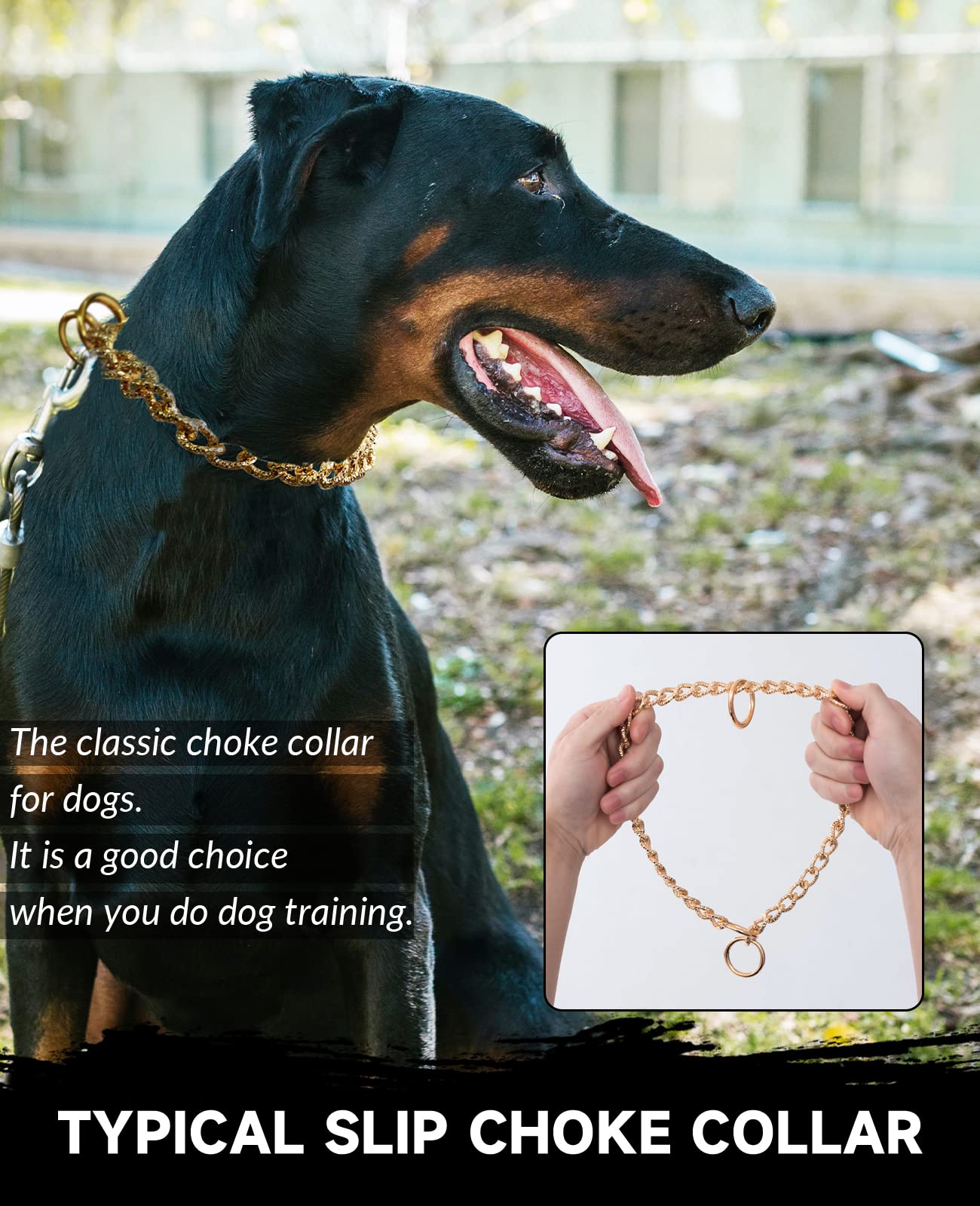 Cuban Link Dog Collar - 3/4 in Wide Metal Chain Dog Collar Venom Black, The Newest Design Stunning Pet Accessory, Cute Luxury Jewelry Costume 20 inches