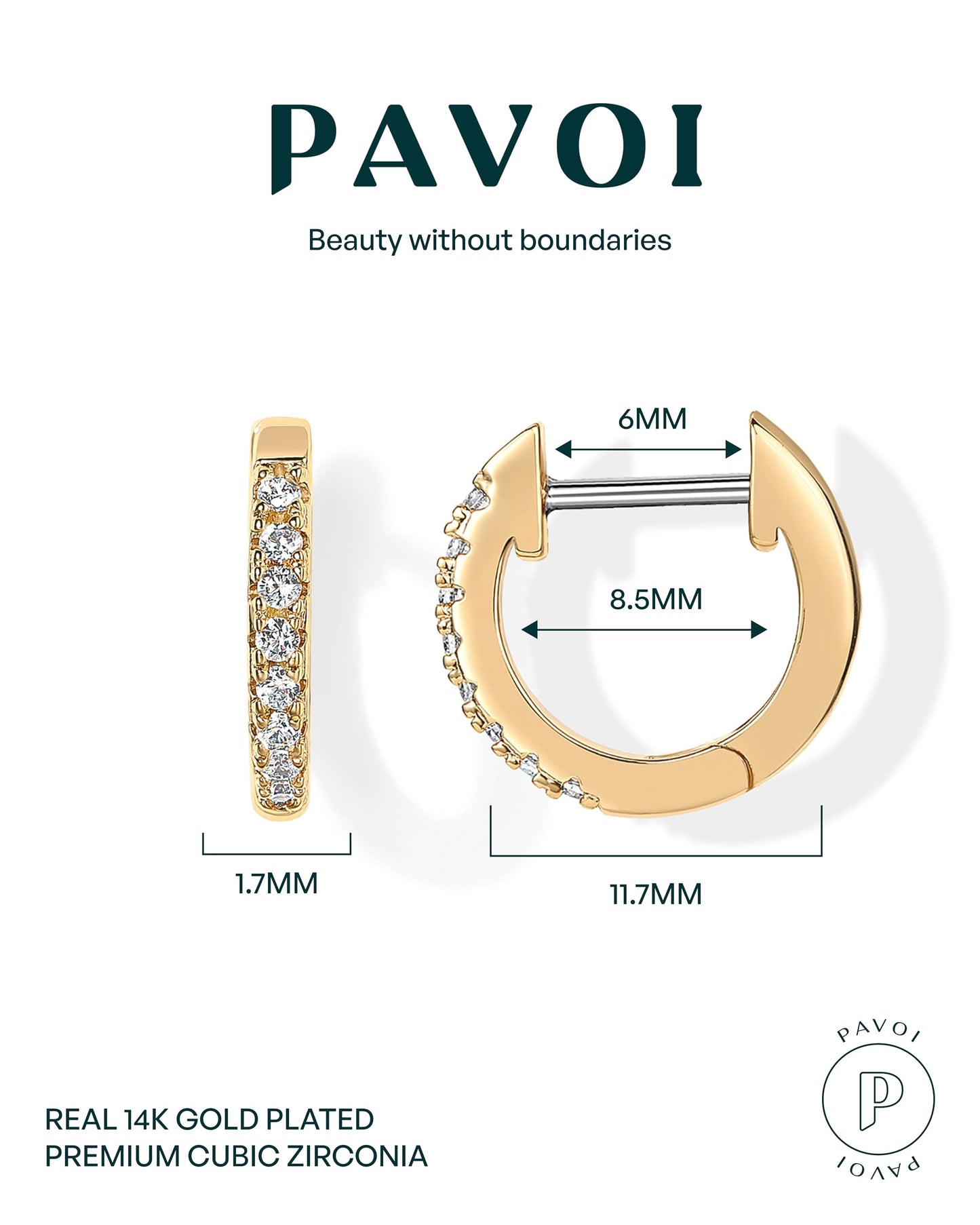 PAVOI 14K Gold Plated Cubic Zirconia Cuff Earrings Huggie Stud