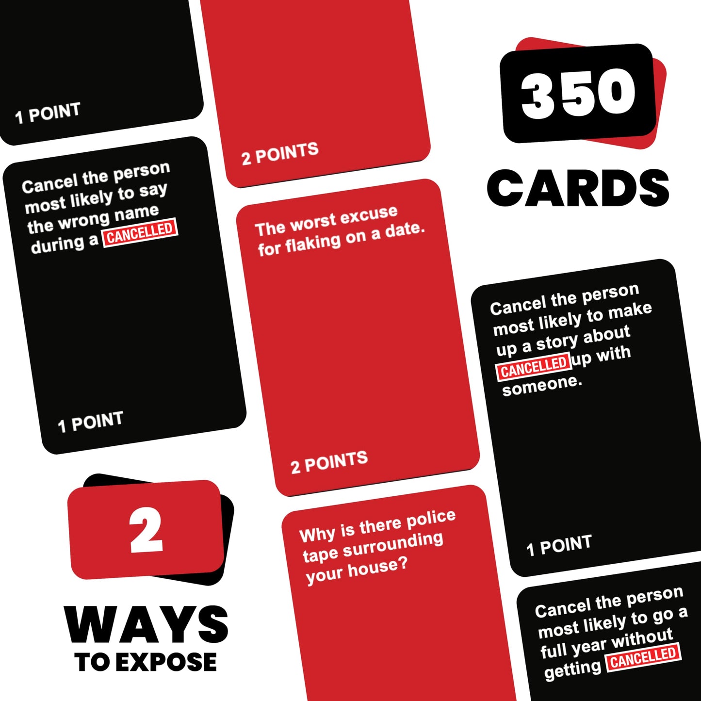 Cancelled - Hilarious Party Games for Adults - 350 Cards to Expose Your Friends, Perfect for College, Couples, Bachelorette Parties, Game Nights - Roast Your Friends with This Adult Game