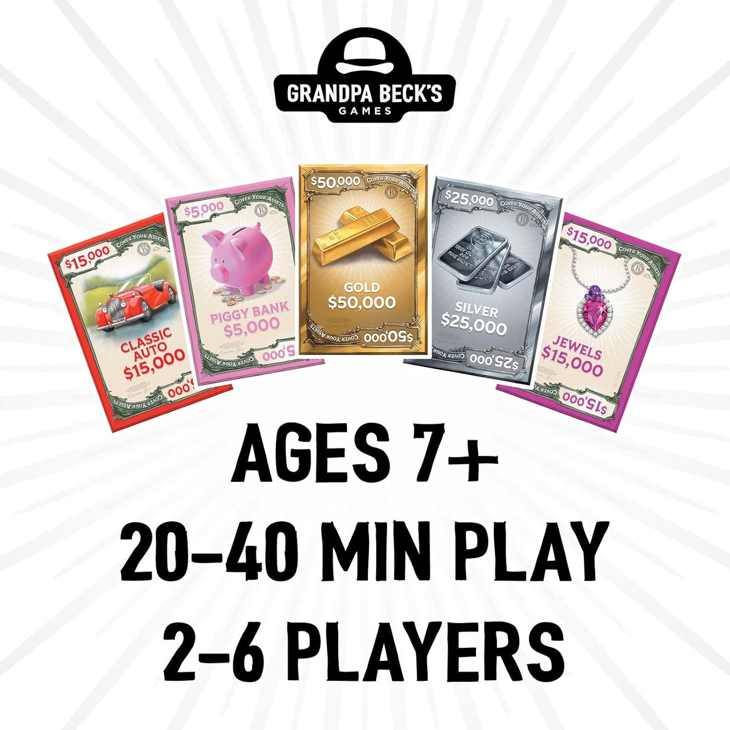 Grandpa Beck's Games Cover Your Assets Card Game | from The Creators of Skull King | Easy to Learn and Outrageously Fun for Kids, Teens, & Adults | 2-6 Players Ages 7+