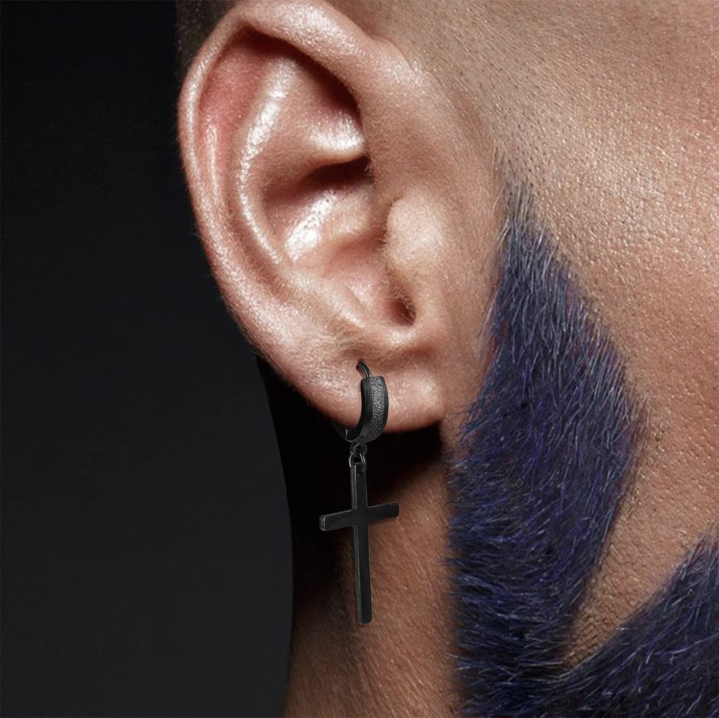 Men Women Stainless Steel Cross Earrings Set Dangle Hinged Earrings of Dangle Hinged Earrings Cross hoop Earrings