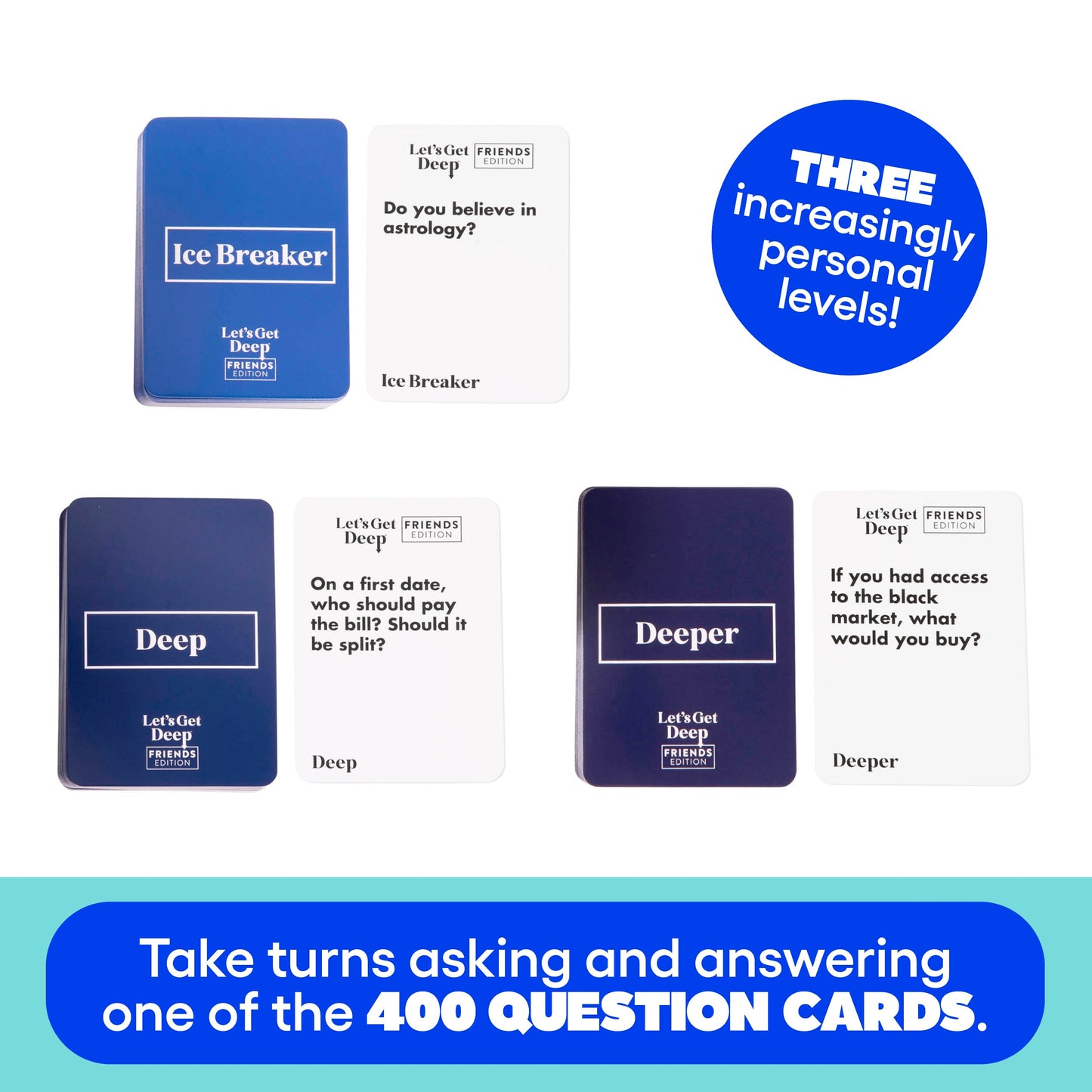 Let's Get Deep by Relatable, A Question Card Game for Couples, Great for Date Night Ideas, Couples Gifts, Wedding Gifts, and Long Distance Relationship Gifts, Includes 300 Cards to Build Up Intimacy