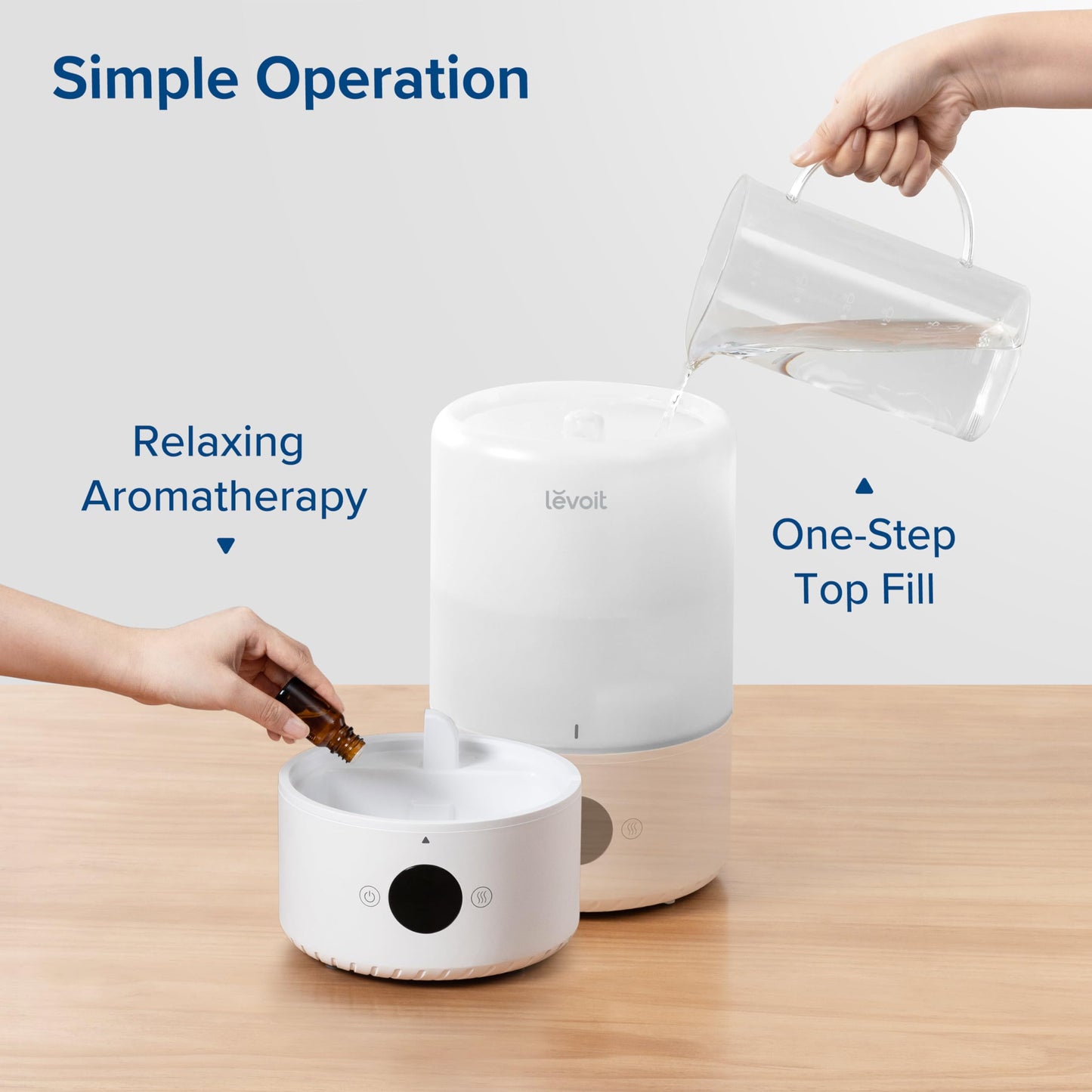 LEVOIT Humidifiers for Bedroom, Quiet (3L Water Tank) Cool Mist Top Fill Essential Oil Diffuser with 25Watt for Home Large Room, 360° Nozzle, Rapid Ultrasonic Humidification for Baby Nursery and Plant