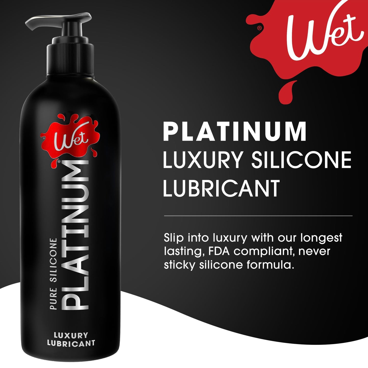 Wet Platinum Silicone-Based Lube for Men, Women & Couples, 4.2 Fl Oz - Ultra Long-Lasting & Water-Resistant Premium Personal Lubricant - Safe to Use with Latex Condoms - Non-Sticky & Hypoallergenic