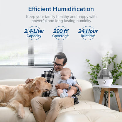 LEVOIT Humidifiers for Bedroom, Quiet (3L Water Tank) Cool Mist Top Fill Essential Oil Diffuser with 25Watt for Home Large Room, 360° Nozzle, Rapid Ultrasonic Humidification for Baby Nursery and Plant