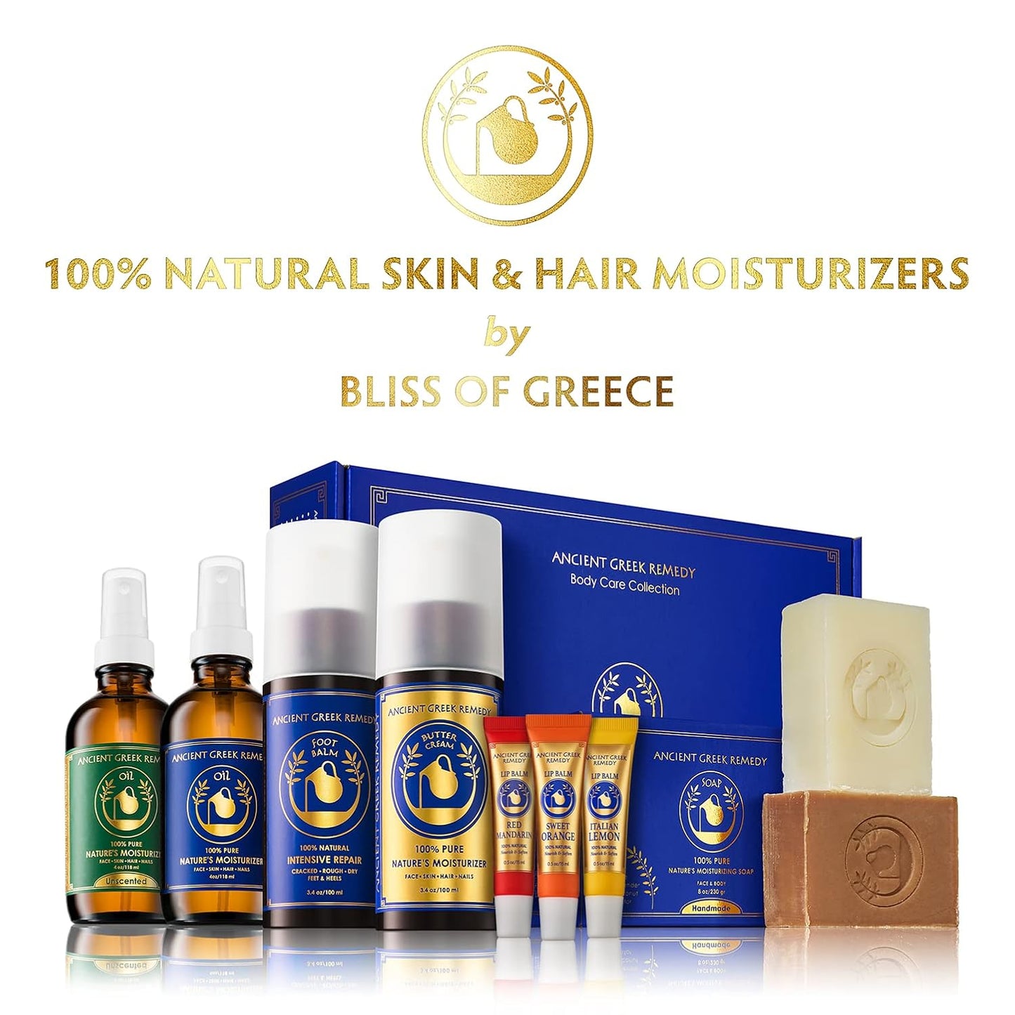 Ancient Greek Remedy Organic Face and Body Oil for Dry Skin, Hair, Hands, Cuticles and Nails Care. Olive, Lavender, Almond, Vitamin E and Grapeseed Oils. Natural Moisturizer for Women, Men 4oz