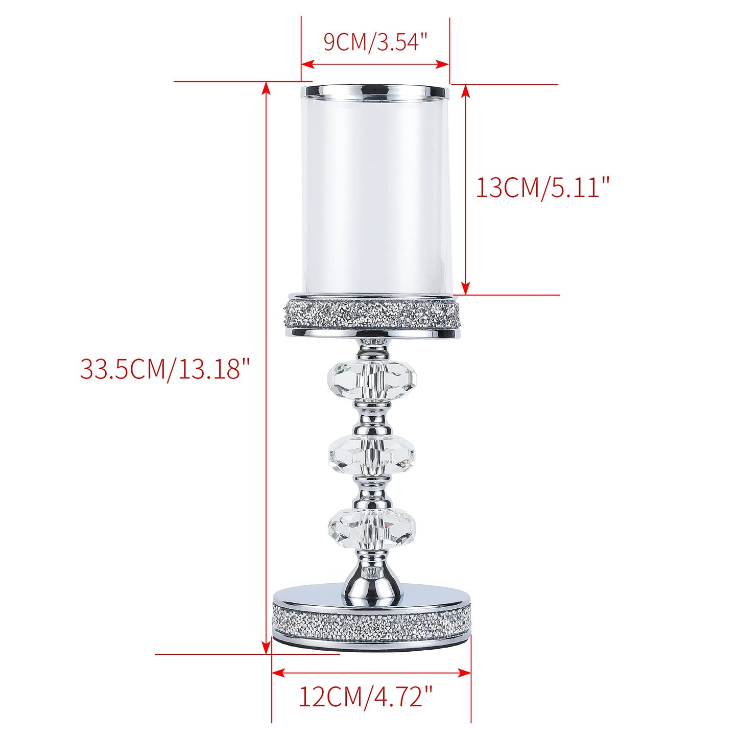 Candle Holder for Pillar Candle, Pillar Candle Holders for Wedding, Coffee Dining Table, Christmas, Table Centerpieces, Home Décor ZXC048D (1 Crystal Ball)