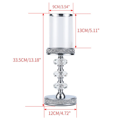 Candle Holder for Pillar Candle, Pillar Candle Holders for Wedding, Coffee Dining Table, Christmas, Table Centerpieces, Home Décor ZXC048D (1 Crystal Ball)