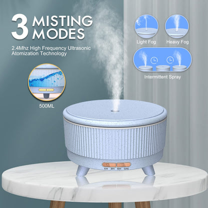 Diffusers for Essential Oils Large Room, 500ml Aromatherapy Oil Diffuser Cool Mist Humidifier with Remote Control,7 Colors Lights & 3 Mist Mode Waterless Auto Off for Women Office Home Black
