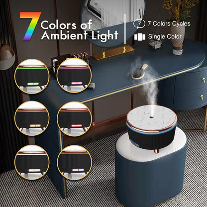 Diffusers for Essential Oils Large Room, 500ml Aromatherapy Oil Diffuser Cool Mist Humidifier with Remote Control,7 Colors Lights & 3 Mist Mode Waterless Auto Off for Women Office Home Black