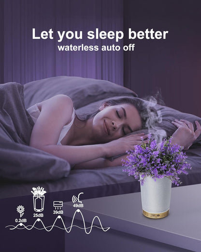 Essential Oil Diffuser, Lavender Plant Potted Aromatherapy Diffuser, 150ml Cold Mist humidifier, Super Quiet and Waterless auto Shut Off, ultrasonic Oil Diffuser for Home Office
