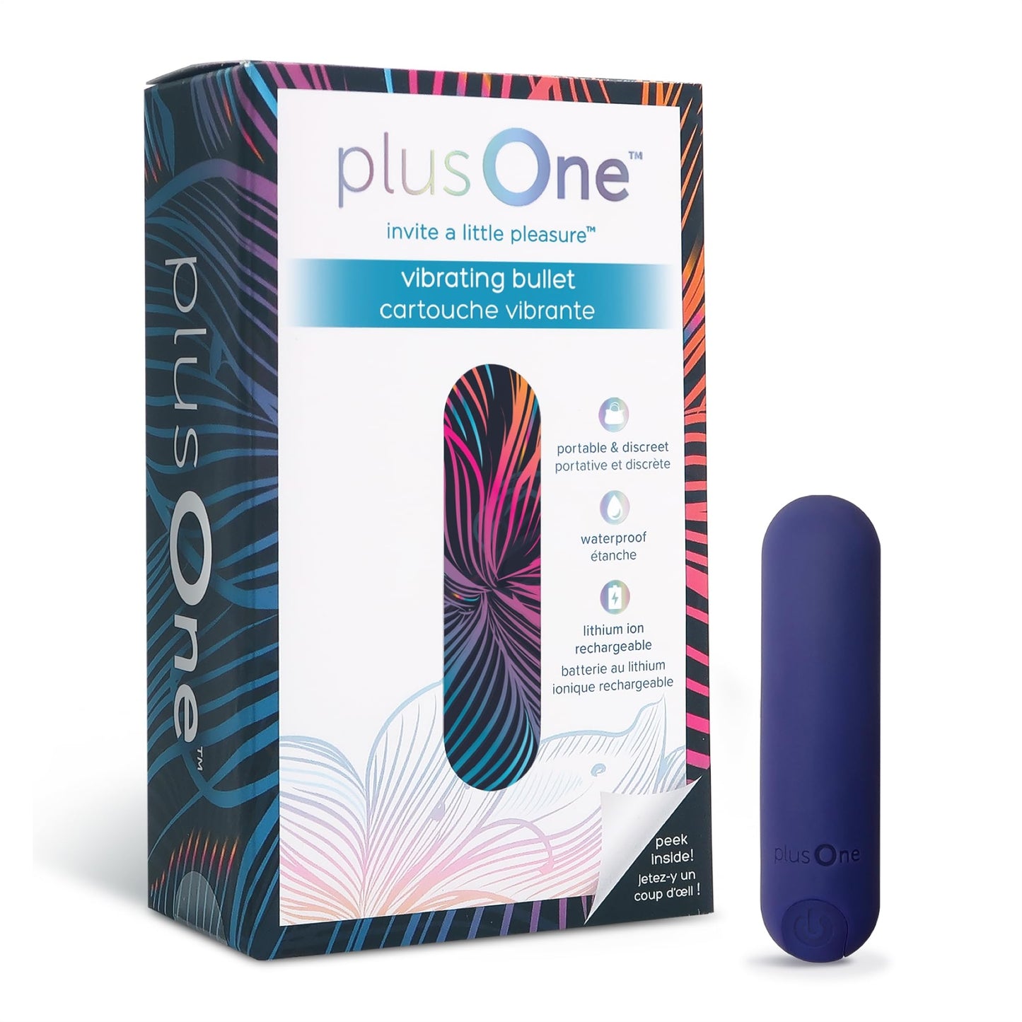 plusOne Bullet Vibrator for Women, Mini Vibrator Made of Body-Safe Silicone, Fully Waterproof, USB Rechargeable, Personal Massager with 10 Vibration Settings, Purple