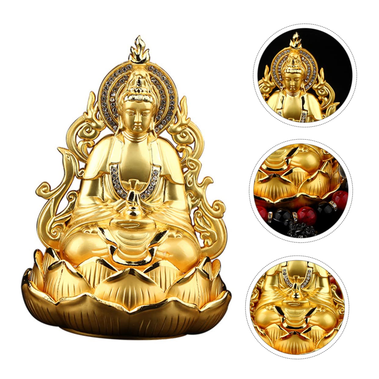 Ornaments Gold Trim Diffuser for Essential Oils Diffusers for Essential Oils Kwan Figurine Fragrance Diffuser Feng Shui Statue Car Aroma Holder Car Adornment Perfume Base Alloy