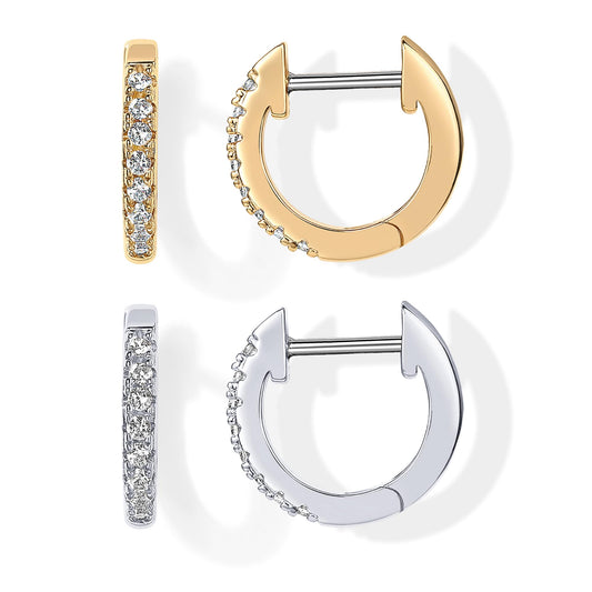 PAVOI 14K Gold Plated Cubic Zirconia Cuff Earrings Huggie Stud