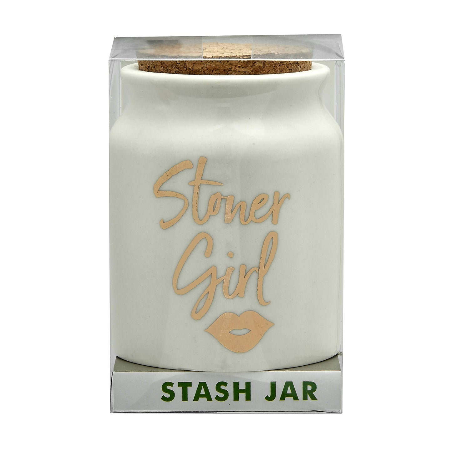 FASHIONCRAFT 88070 Stoner Girl Stash Jar – White with Gold Letters, Novetly Stash Jar, Herb Jar