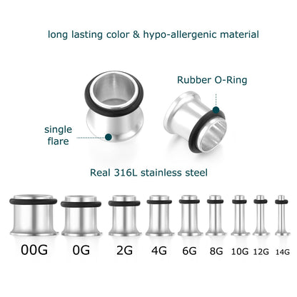 vcmart 14G-00G 36 pcs Ear Gauges Stretching Kit Tapers Plugs Eyelets Implant Grade Steel