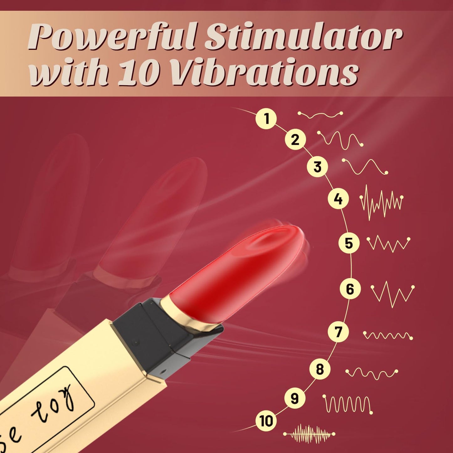 Lipstick Bullet Vibrator Adult Sex Toys, 10 Powerful Vibrations, Mini for Clitoral Stimulation, Rechargeable & Discreet Electric Massagers, Waterproof Portable Rose Toys Women Couples