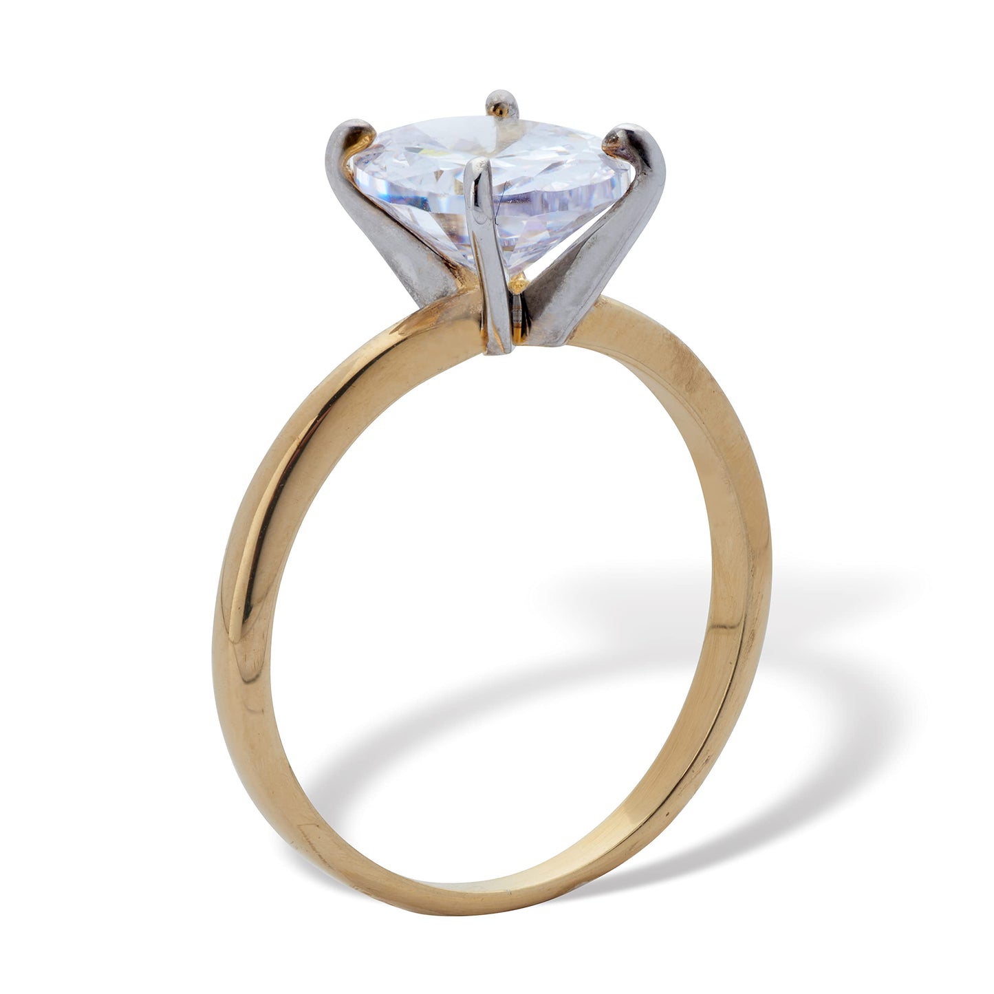 PalmBeach Yellow Gold-plated Platinum-Plated or Silvertone Round Cubic Zirconia Solitaire Engagement Ring Sizes 5-10