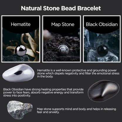 Magnetic Healing Bracelet Arthritis Pain Relief, STCORPS7 Weight Loss Energy Healthy Jewelry Therapy Heal Sleep,Hematite Bracelet for Men Women, Crystal Bring Luck and Prosperity and Happiness