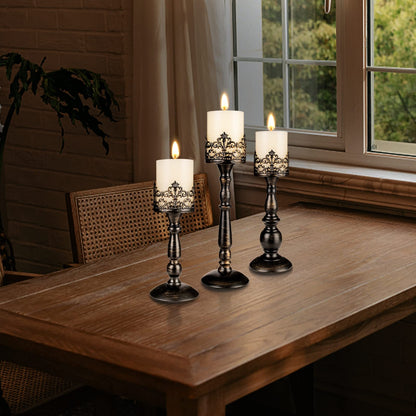 Black Vintage Candle Holder for Table Centerpiece Gothic Candle Stand Set