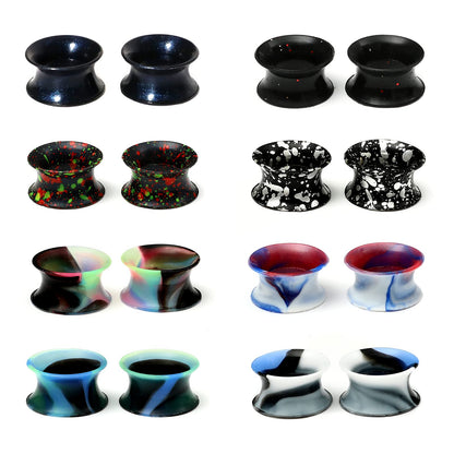 WBRWP 48/32/24/22/20/16/12pcs Ear Tunnels and Plugs - Double Flared Hollow Hard/Soft Silicone Ear Gauges - Ear Expander Stretcher Body Piercing Jewelry 8g-1"