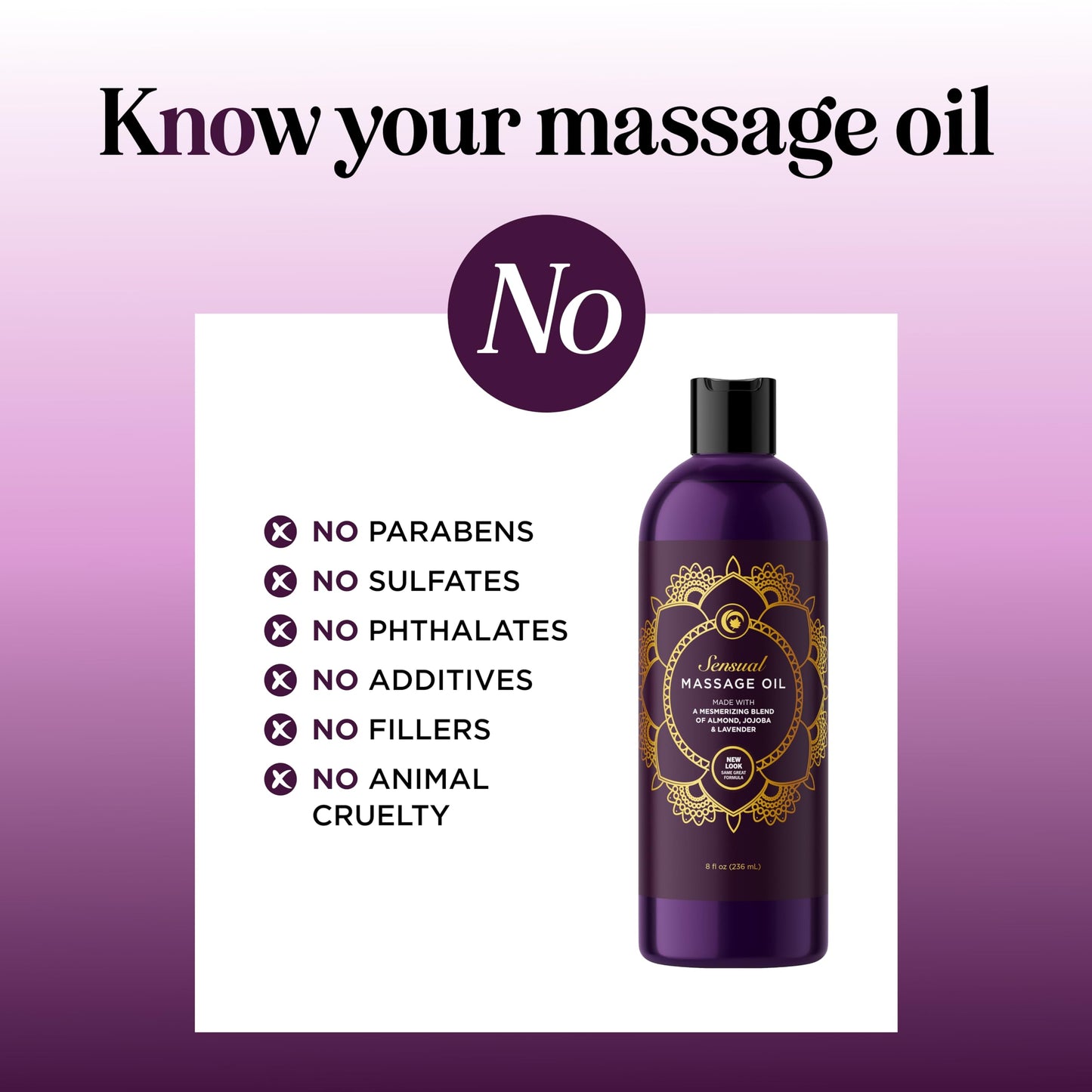 Aromatherapy Sensual Massage Oil for Couples - Relaxing Full Body Massage Oil for Date Night with Sweet Almond Oil - Vegan Lavender Massage Oil for Massage Therapy Smooth Gliding Formula 8 Fl Oz