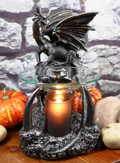 Ebros Smaug Castle Guardian Dragon Electric Oil Diffuser Burner Tart Warmer Aroma Scent Statue 9.5" Tall Figurine Dungeons and Dragons Decorative Decor for Aromatherapy Accessory Halloween Prop