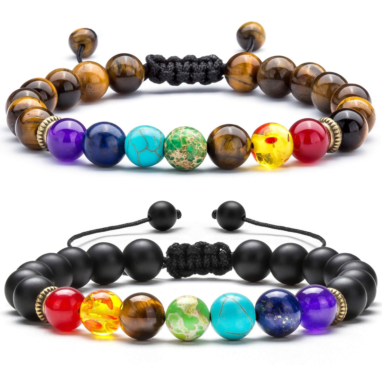 Hamoery Men Women 8mm Lava Rock Beads Chakra Bracelet Braided Rope Natural Stone Yoga Bracelet Bangle