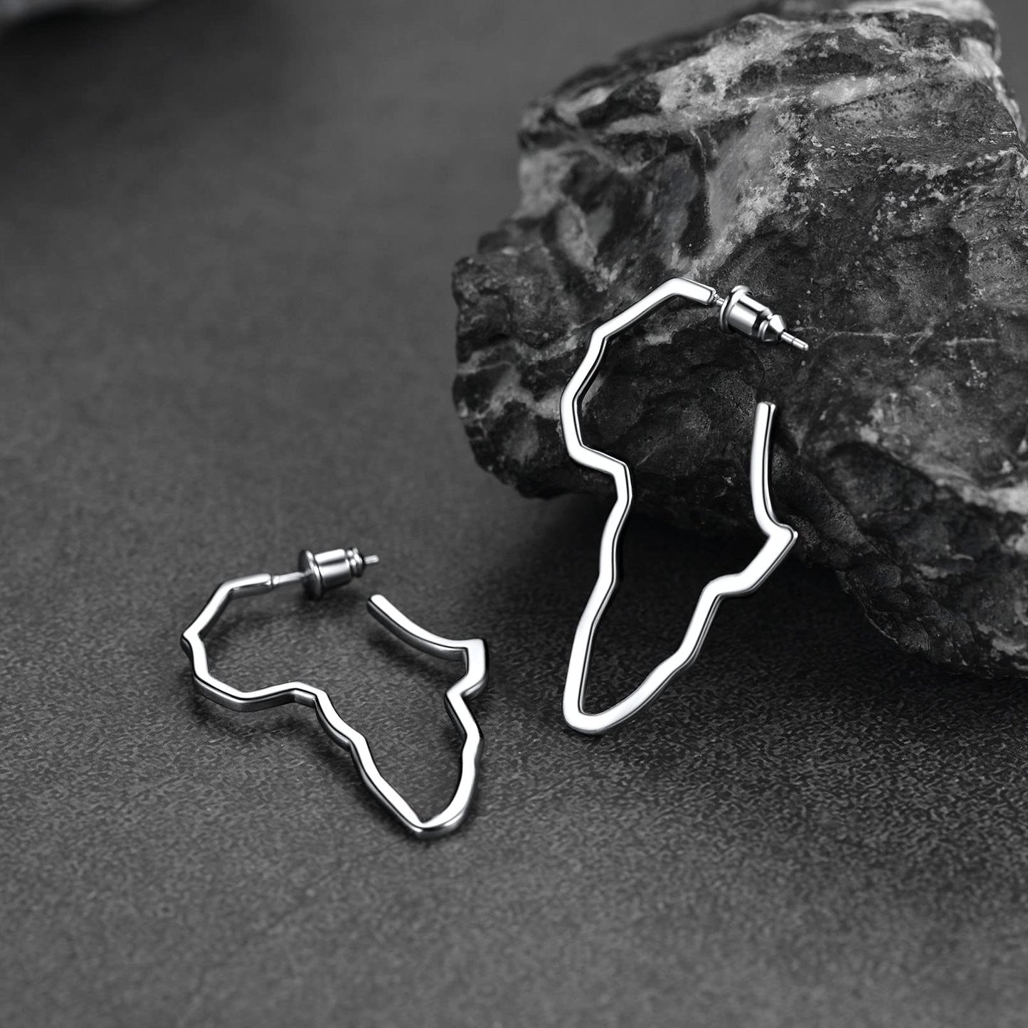 FaithHeart African Map Shaped Drop Earrings Stainless Steel/18K Gold Plated Statement Africa Jewelry Ear Charms for Women Teen Girls