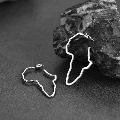FaithHeart African Map Shaped Drop Earrings Stainless Steel/18K Gold Plated Statement Africa Jewelry Ear Charms for Women Teen Girls