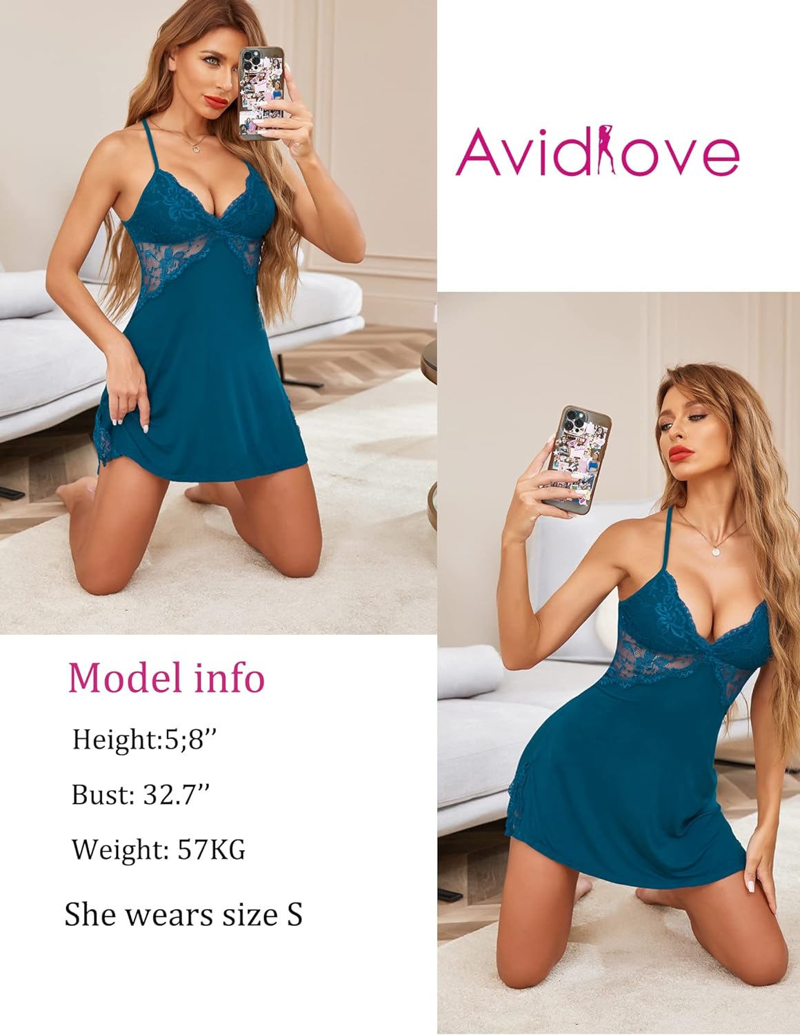 Avidlove Women Lingerie Lace Chemise Sleepwear Babydoll Teddy Lingerie