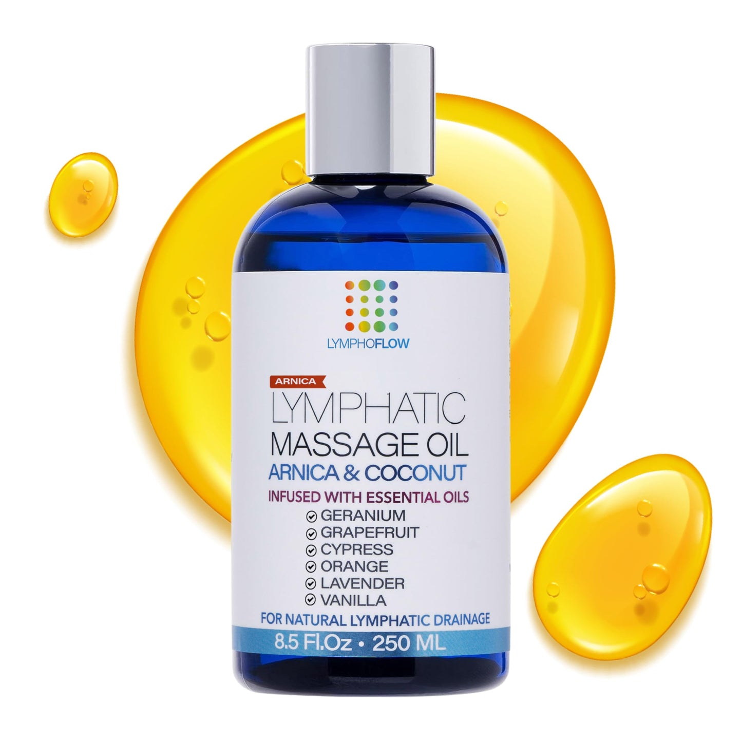 Lymphatic Drainage Massage Oil with Arnica Oil & Coconut for Post Surgery Recovery & Lymphatic Drainage Massager, Liposuction, 360 Lipo, BBL, After Tummy Tuck Surgery Items, Fibrosis Treatment, 8.5 Oz