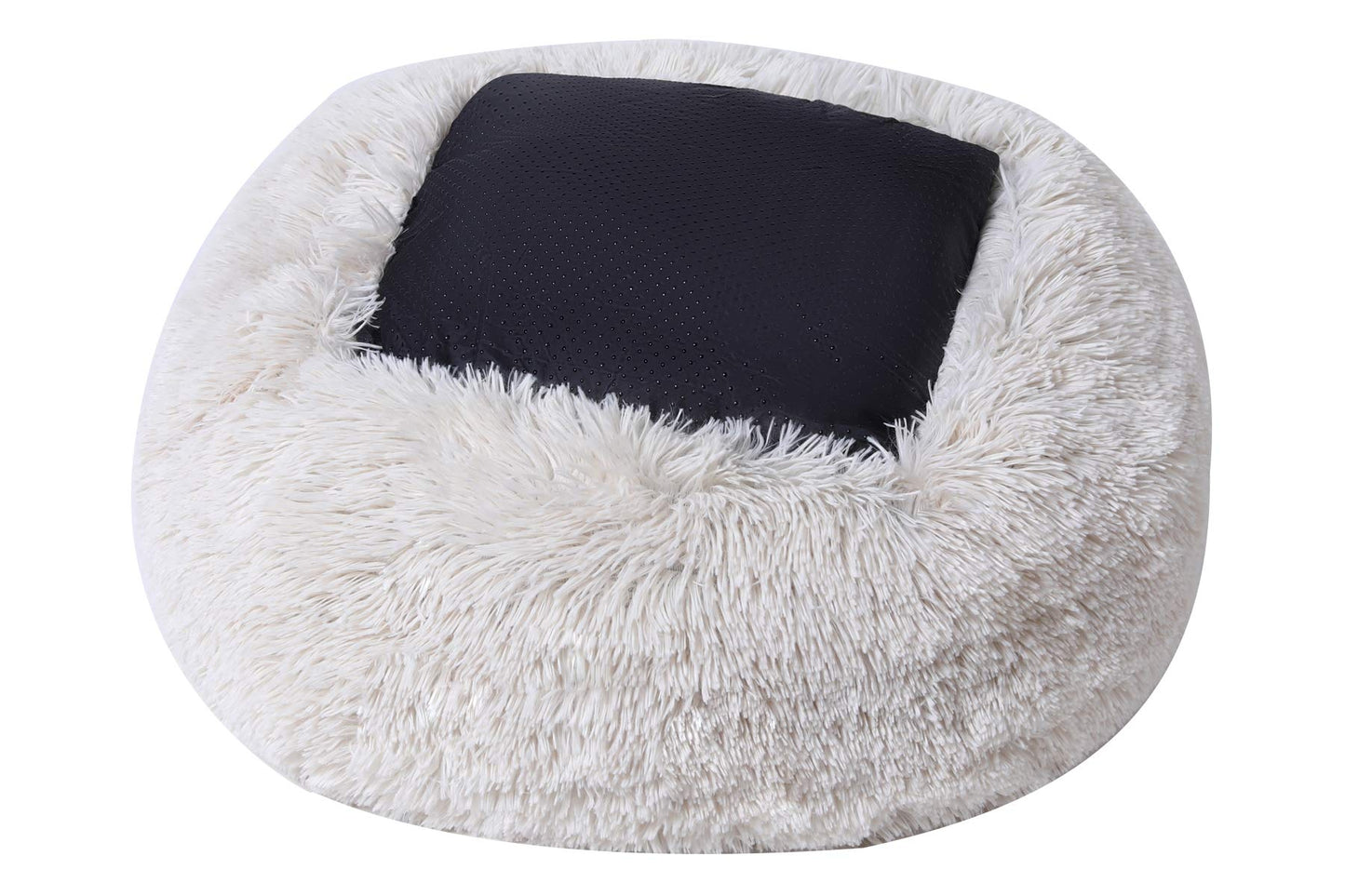 Dog Bed Calming Cat and Dog Beds, 20 inches Beige Cat Bed, Black/Pink/Beige Puppy Bed,Original Calming Donut Cat and Dog Bed in Shag Fur– Machine Washable, Anti Slip Waterproof Bottom