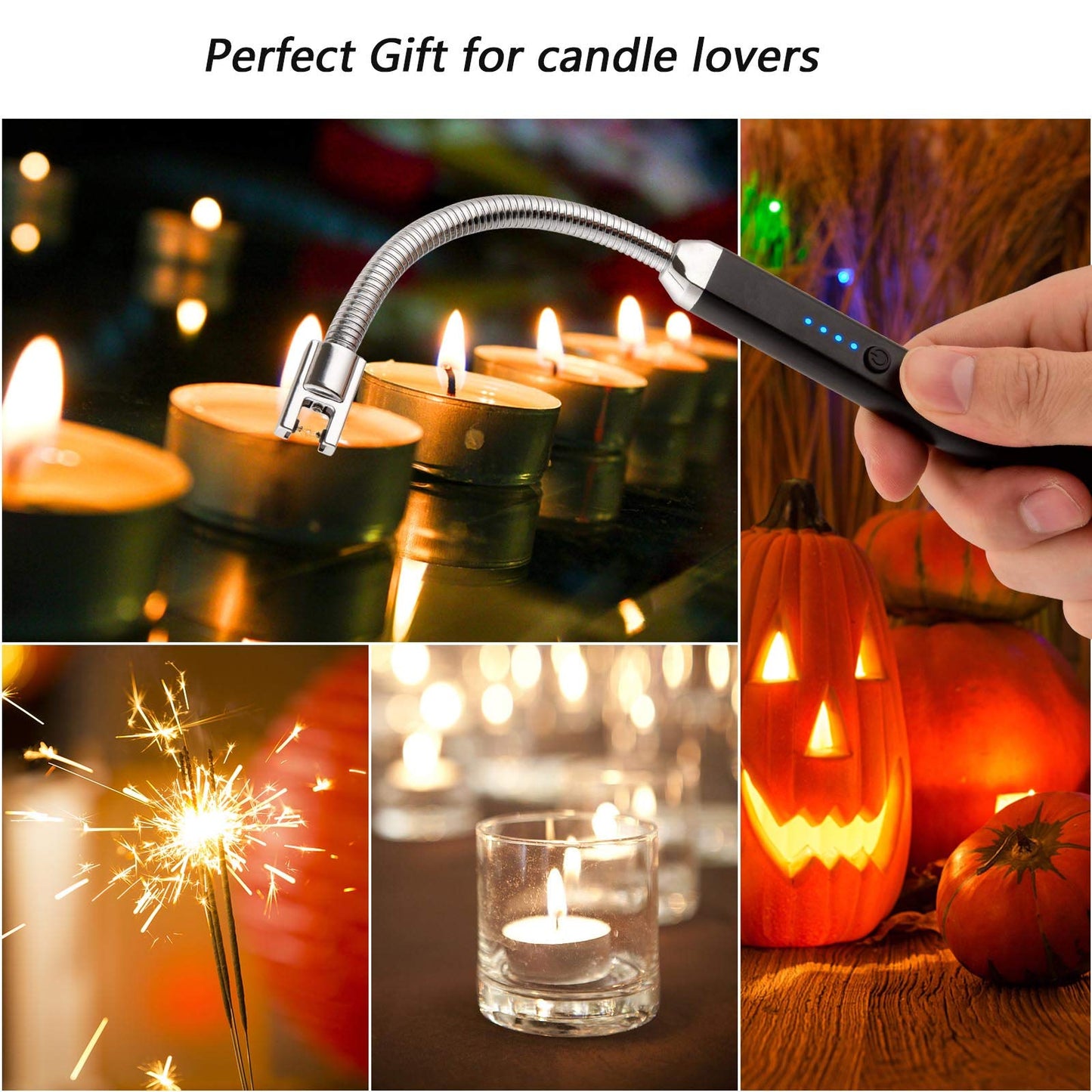 MEIRUBY Lighter Electric Candle Lighter Birthday Women's Day Gifts for Women Mom Wife Men, Long Electronic Rechargeable USB Lighter Arc Windproof Flameless Lighters for Candle Camping BBQ (Rose Gold)