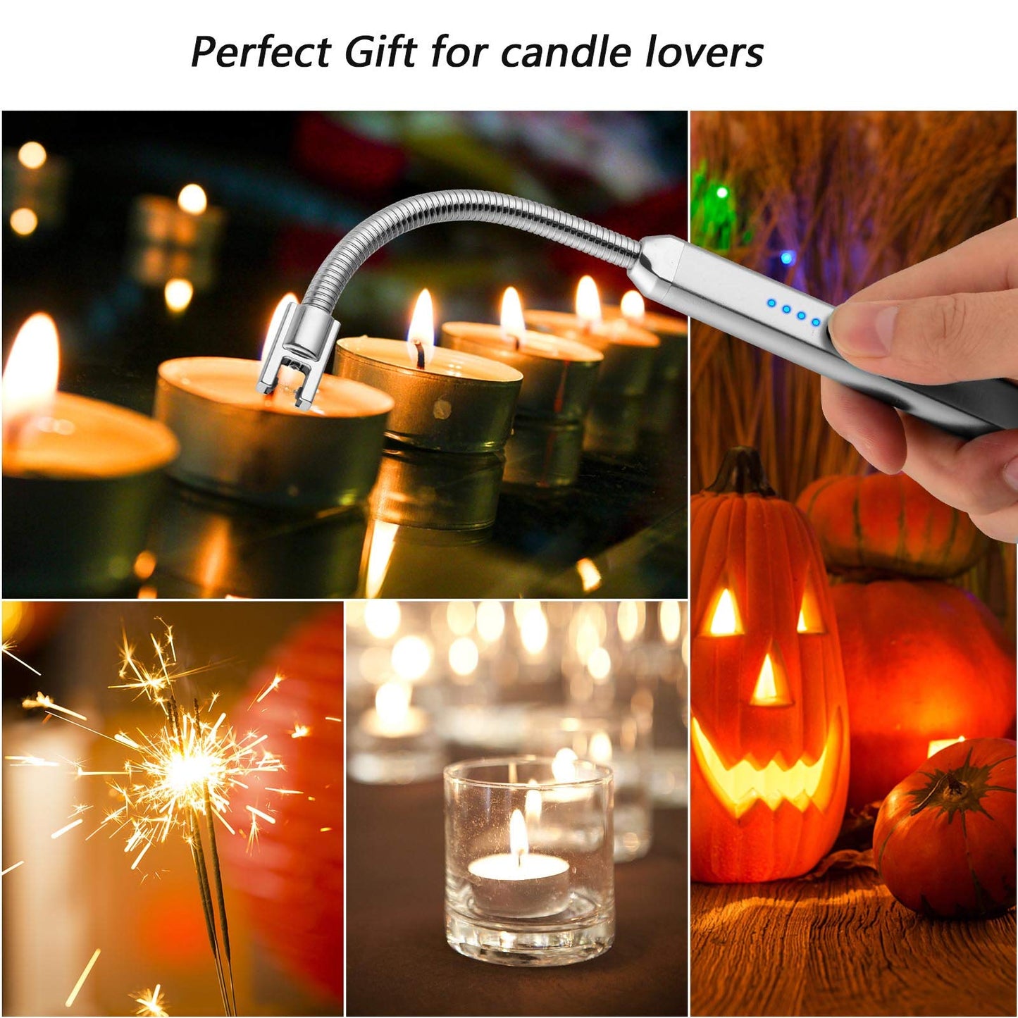 MEIRUBY Lighter Electric Candle Lighter Birthday Women's Day Gifts for Women Mom Wife Men, Long Electronic Rechargeable USB Lighter Arc Windproof Flameless Lighters for Candle Camping BBQ (Rose Gold)