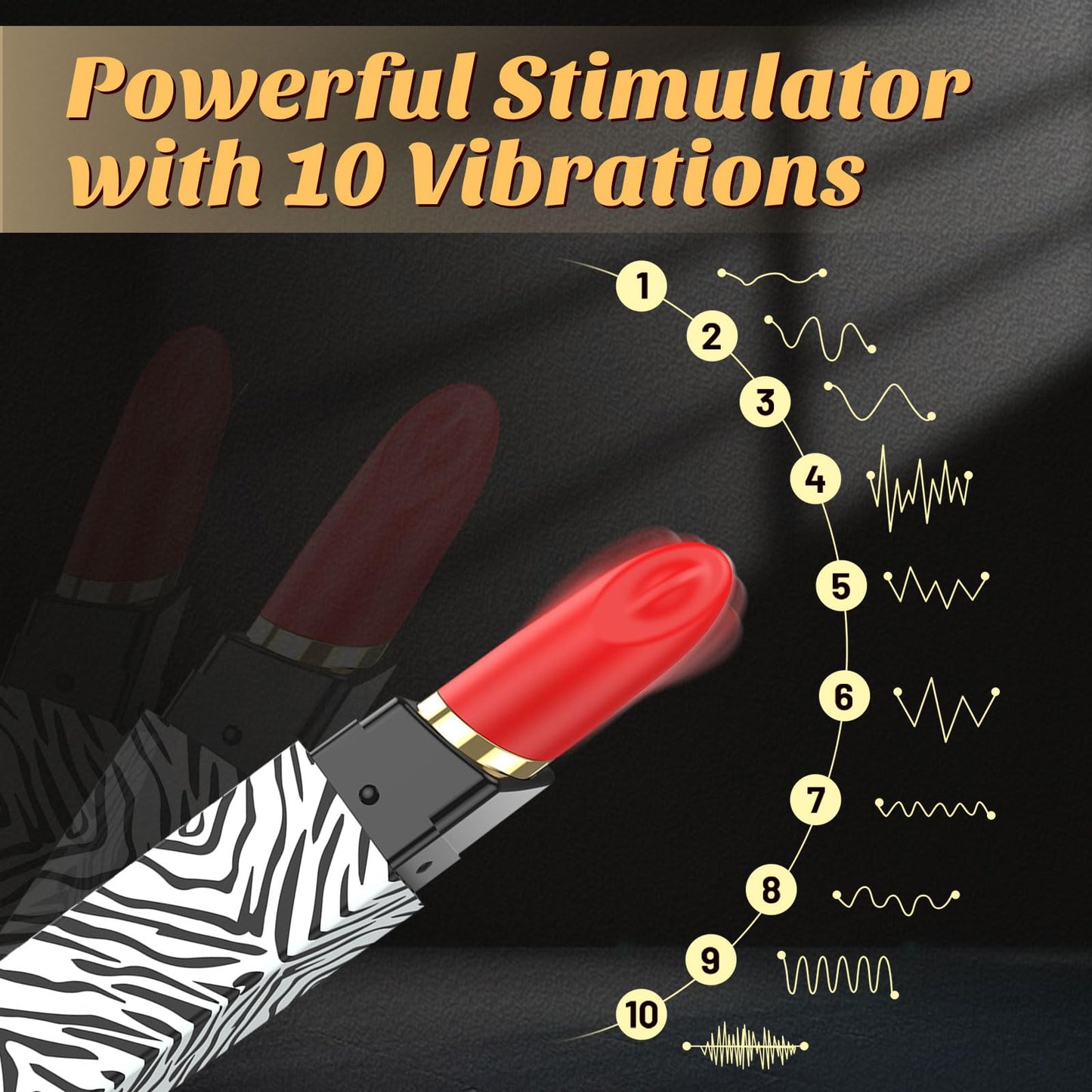 Lipstick Bullet Vibrator Adult Sex Toys, 10 Powerful Vibrations, Mini for Clitoral Stimulation, Rechargeable & Discreet Electric Massagers, Waterproof Portable Rose Toys Women Couples