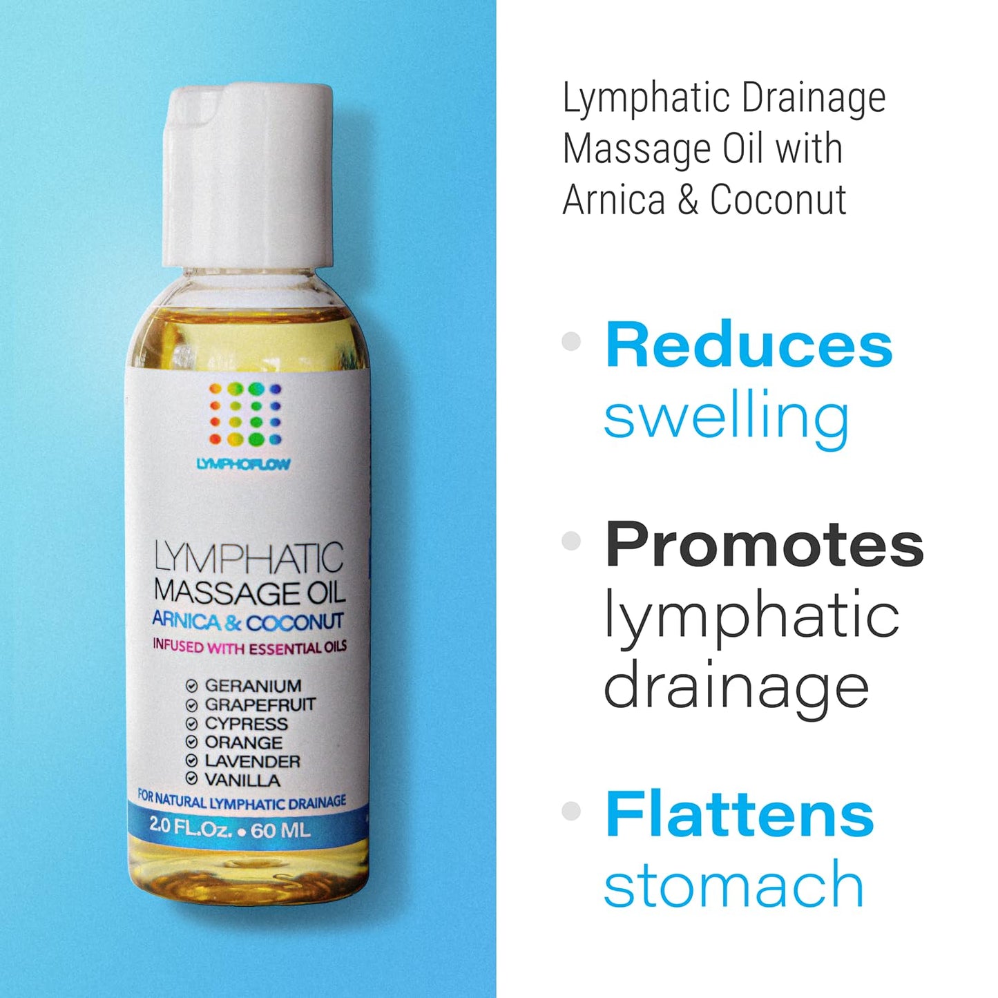 Lymphatic Drainage Massage Oil with Arnica Oil & Coconut for Post Surgery Recovery & Lymphatic Drainage Massager, Liposuction, 360 Lipo, BBL, After Tummy Tuck Surgery Items, Fibrosis Treatment, 8.5 Oz