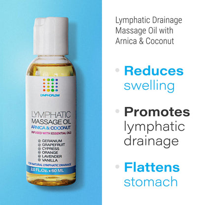 Lymphatic Drainage Massage Oil with Arnica Oil & Coconut for Post Surgery Recovery & Lymphatic Drainage Massager, Liposuction, 360 Lipo, BBL, After Tummy Tuck Surgery Items, Fibrosis Treatment, 8.5 Oz