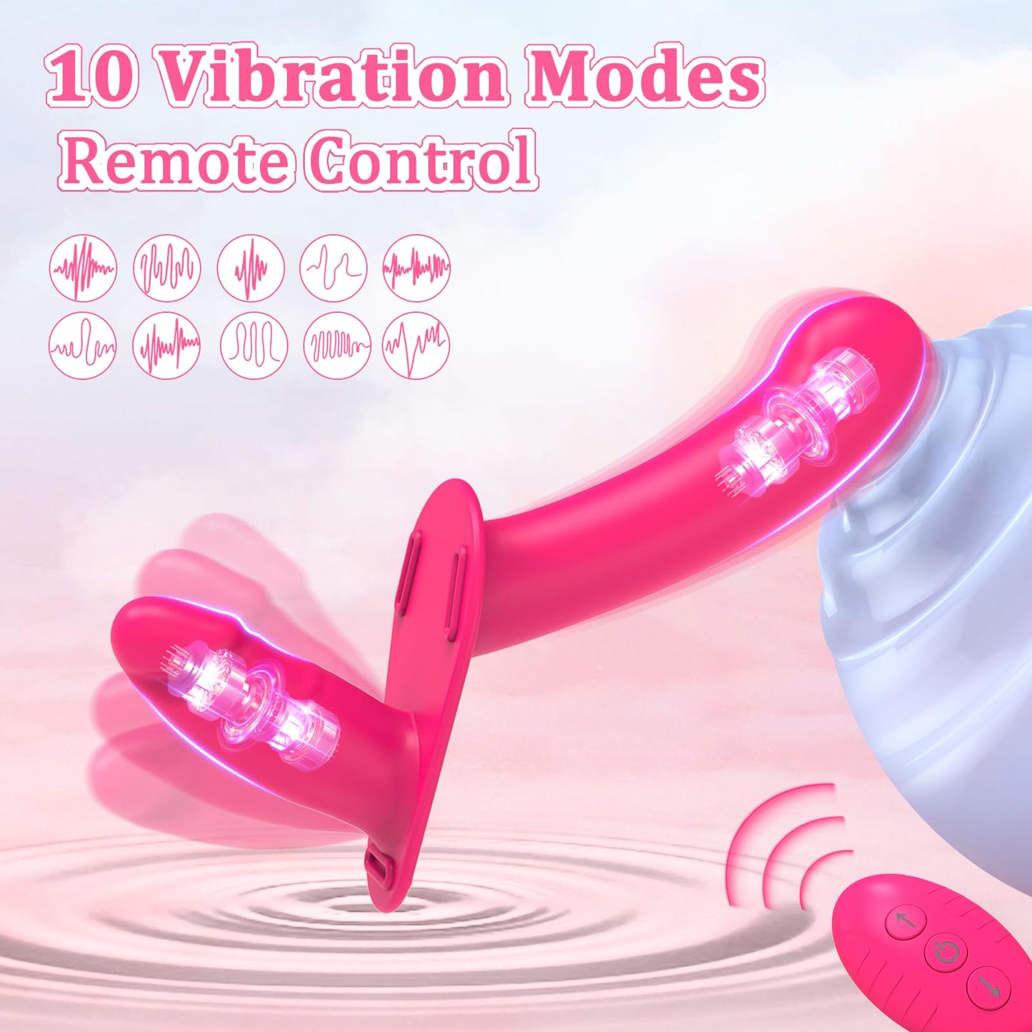 Strap on Dildo Vibrator Vibrating Dildo Strap on Harness Double Dildo Lesbian Sex Toys Couples Adult Toys Dildo Harness Adjustable Strapless Dildo 10 Vibration Remote Control Wearable Vibrator