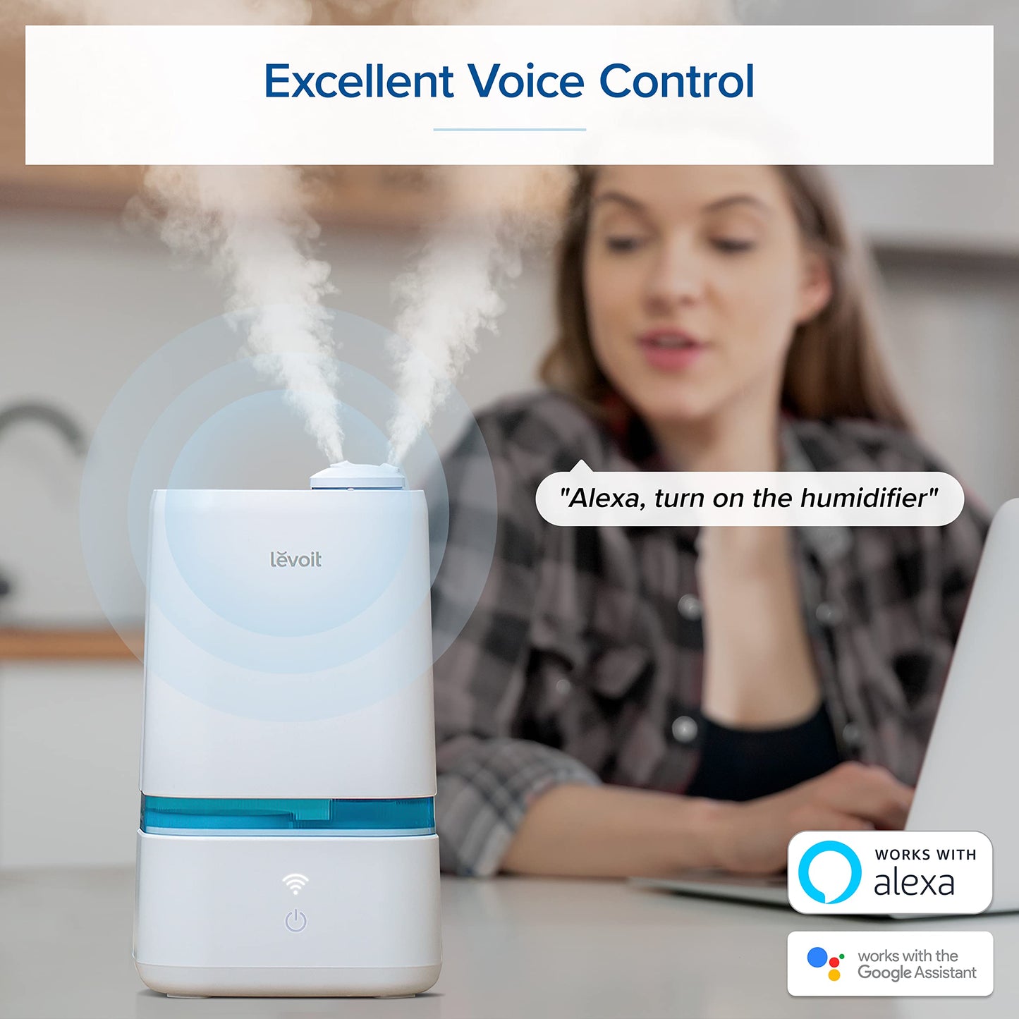 LEVOIT Humidifiers for Bedroom, Quiet (3L Water Tank) Cool Mist Top Fill Essential Oil Diffuser with 25Watt for Home Large Room, 360° Nozzle, Rapid Ultrasonic Humidification for Baby Nursery and Plant