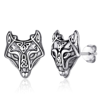 FaithHeart Norse Viking Jewelry Sterling Silver/Stainless Steel Stud Earrings Celtic Wolf/Thors Hammer Studs for Women Men