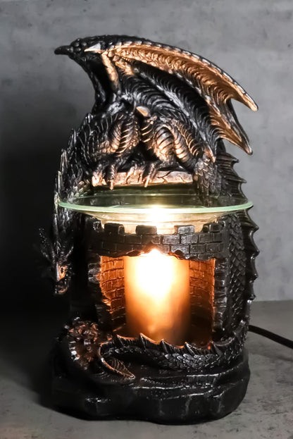 Ebros Smaug Castle Guardian Dragon Electric Oil Diffuser Burner Tart Warmer Aroma Scent Statue 9.5" Tall Figurine Dungeons and Dragons Decorative Decor for Aromatherapy Accessory Halloween Prop
