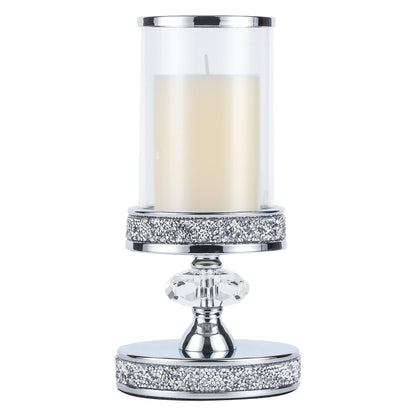 Candle Holder for Pillar Candle, Pillar Candle Holders for Wedding, Coffee Dining Table, Christmas, Table Centerpieces, Home Décor ZXC048D (1 Crystal Ball)