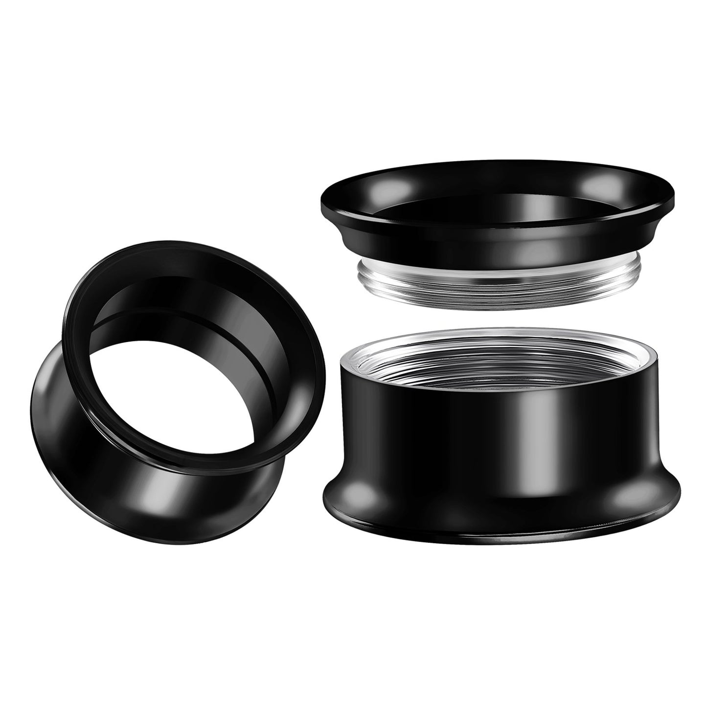 Internally Threaded Surgical Steel Black Double Flared Tunnel Piercing Jewelry Stretcher Ear Plug Earring Lobe Tunnel