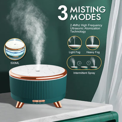 Diffusers for Essential Oils Large Room, 500ml Aromatherapy Oil Diffuser Cool Mist Humidifier with Remote Control,7 Colors Lights & 3 Mist Mode Waterless Auto Off for Women Office Home Black
