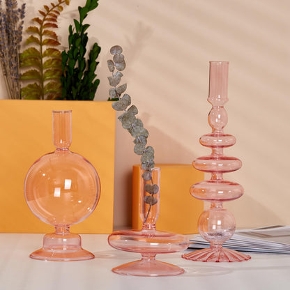 Candlestick Holders, Glass Candle Holders for Table Centerpiece, Taper Candle Stand Modern Style Black Candle Holder for Wedding Decor and Dinner Party (Color : Black)