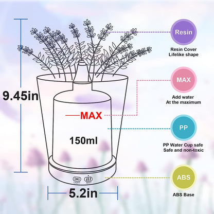 Essential Oil Diffuser, Lavender Plant Potted Aromatherapy Diffuser, 150ml Cold Mist humidifier, Super Quiet and Waterless auto Shut Off, ultrasonic Oil Diffuser for Home Office